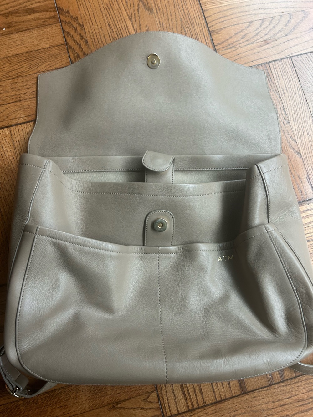 Cuyana Pebble Leather Convertible Backpack in Taupe - Picture 2 of 6